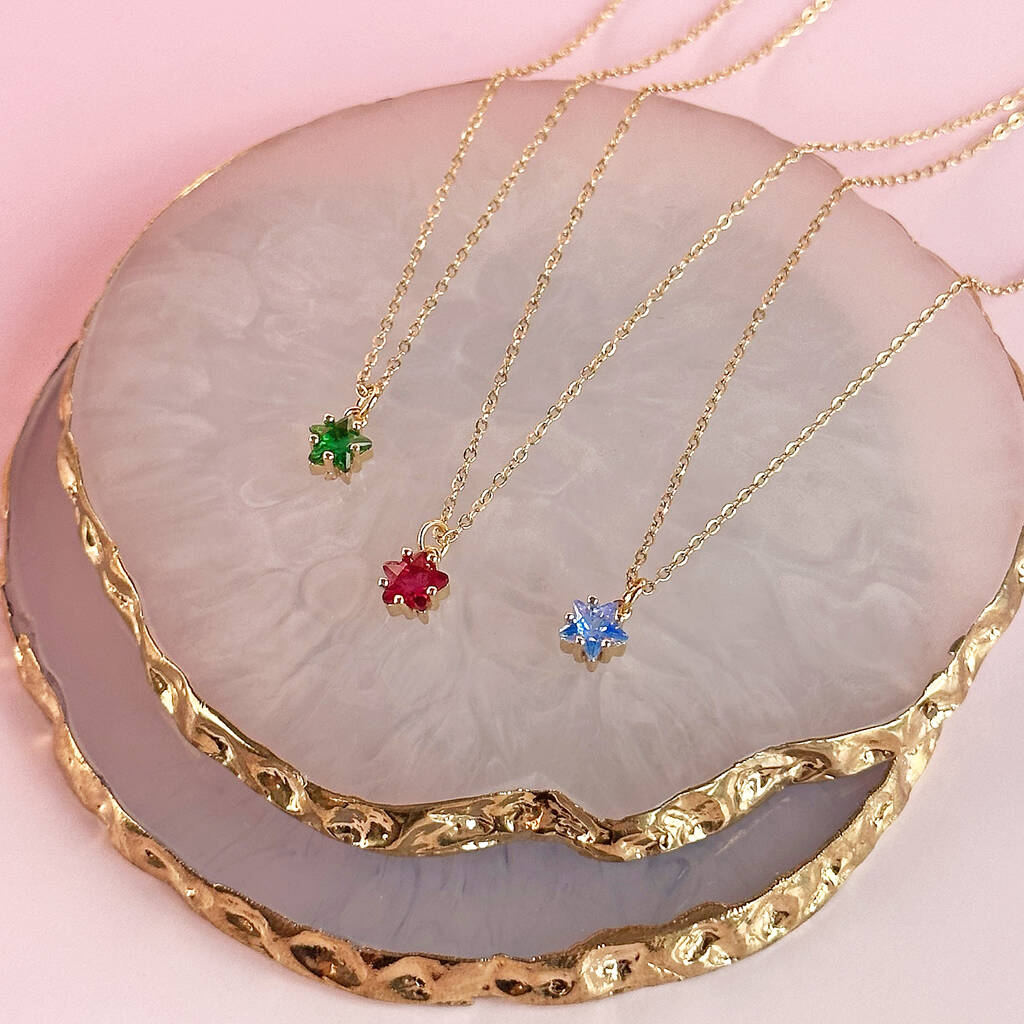 Joy by Corrine Smith Dainty Star Halskette Gold Geburtsstein