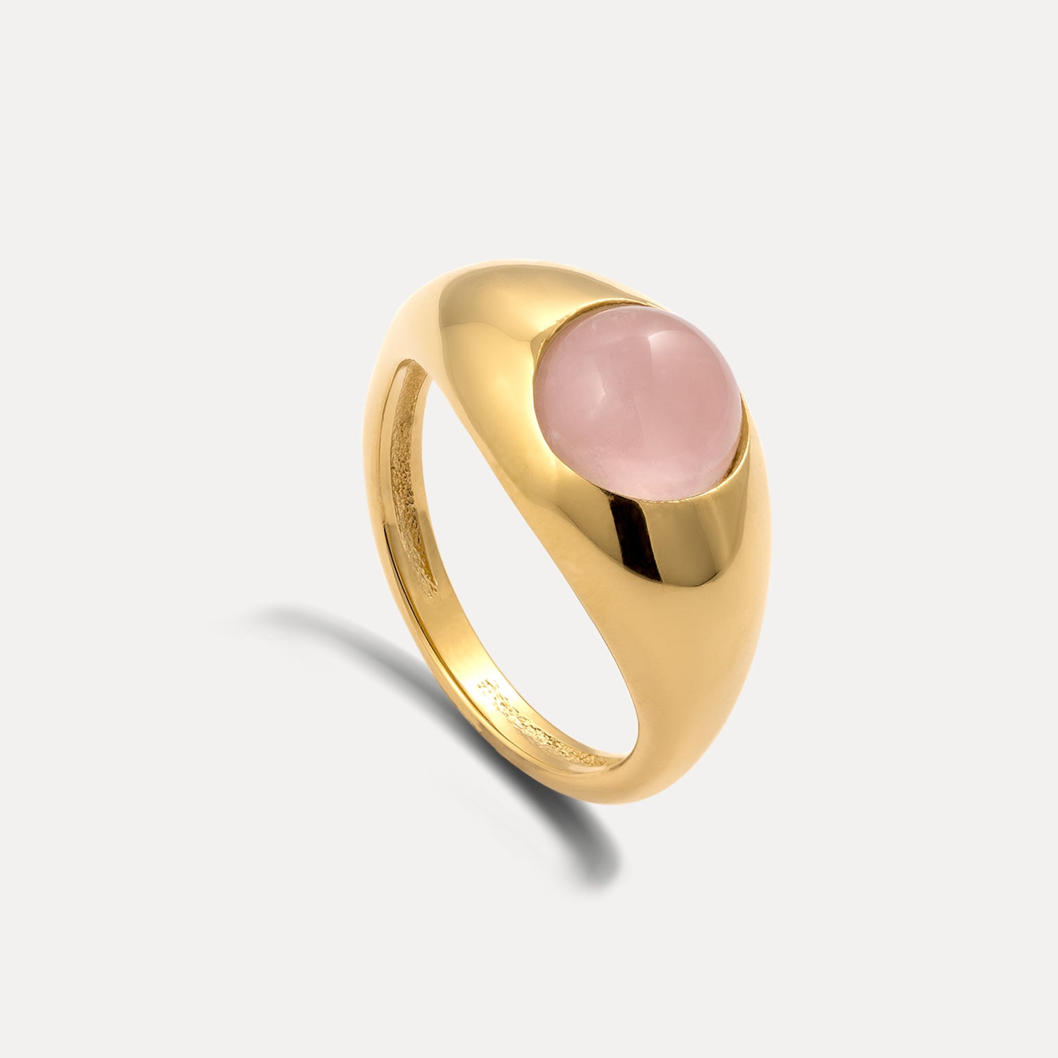 Stilnest Eden Pea Rosenquarz Ring Gold Vermeil 52