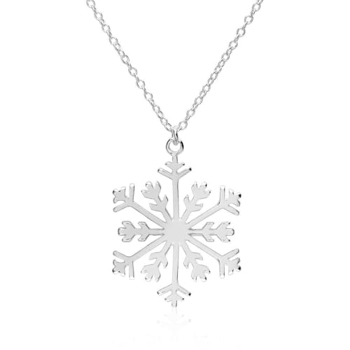 JEWLIX Ketten mit Anhänger Schneeflocke Halskette 925er Silber