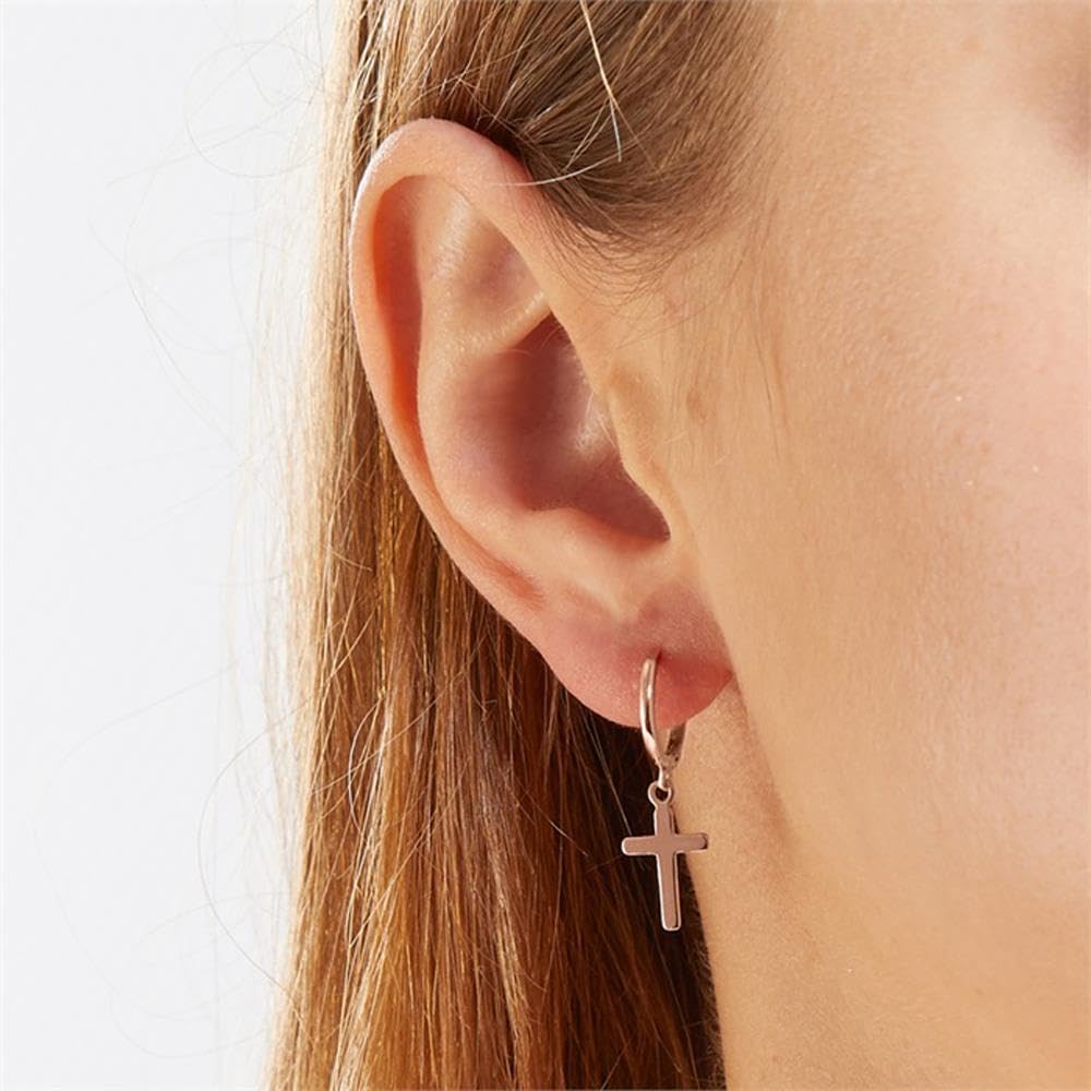JEWLIX Kreuz Creolen Ohrringe 925 Silber rosévergoldet