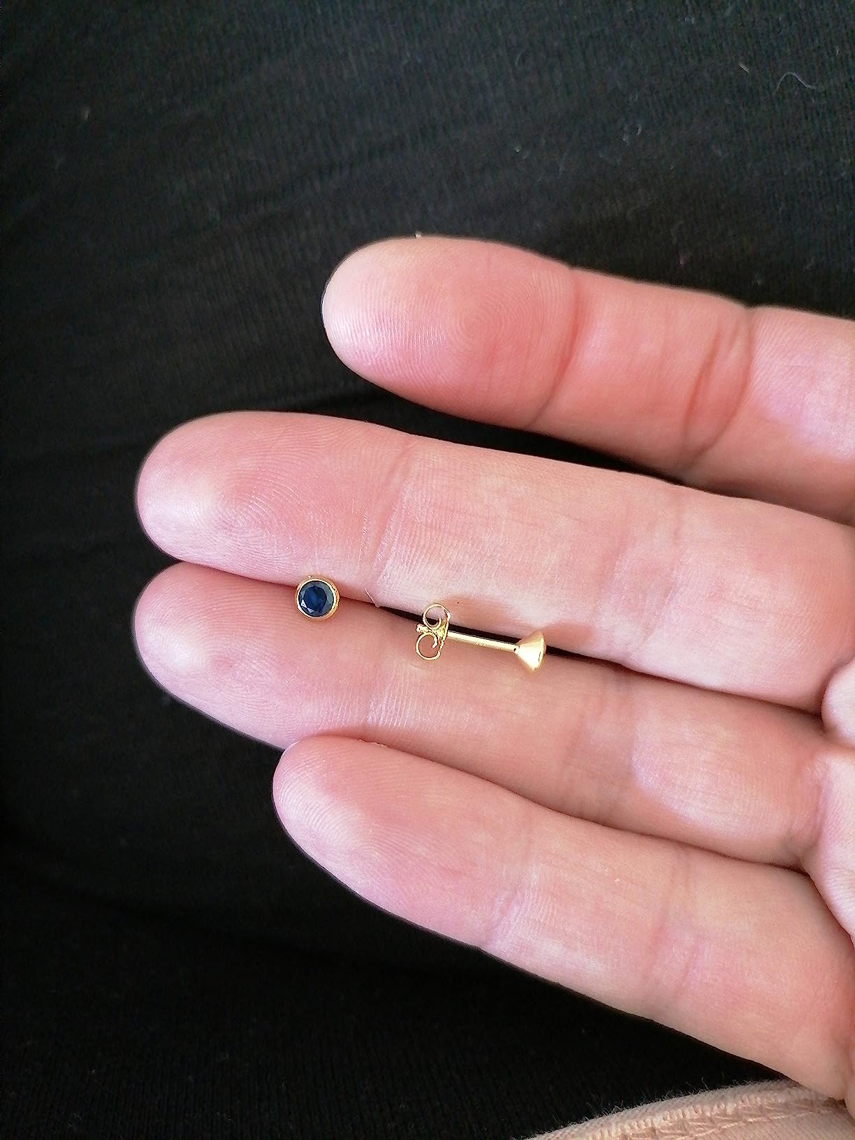 NKlaus Zirkonia Ohrstecker 333 Gelbgold 4mm blau