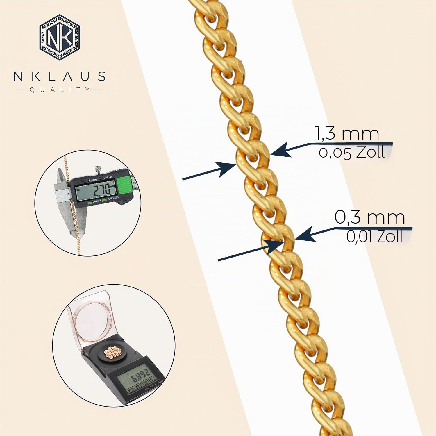 NKlaus Jewellery Panzerkette diamantiert 925 Silber 45cm