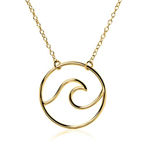JEWLIX Kette Welle Anhängerkette 925 Silber Wellen-Anhänger