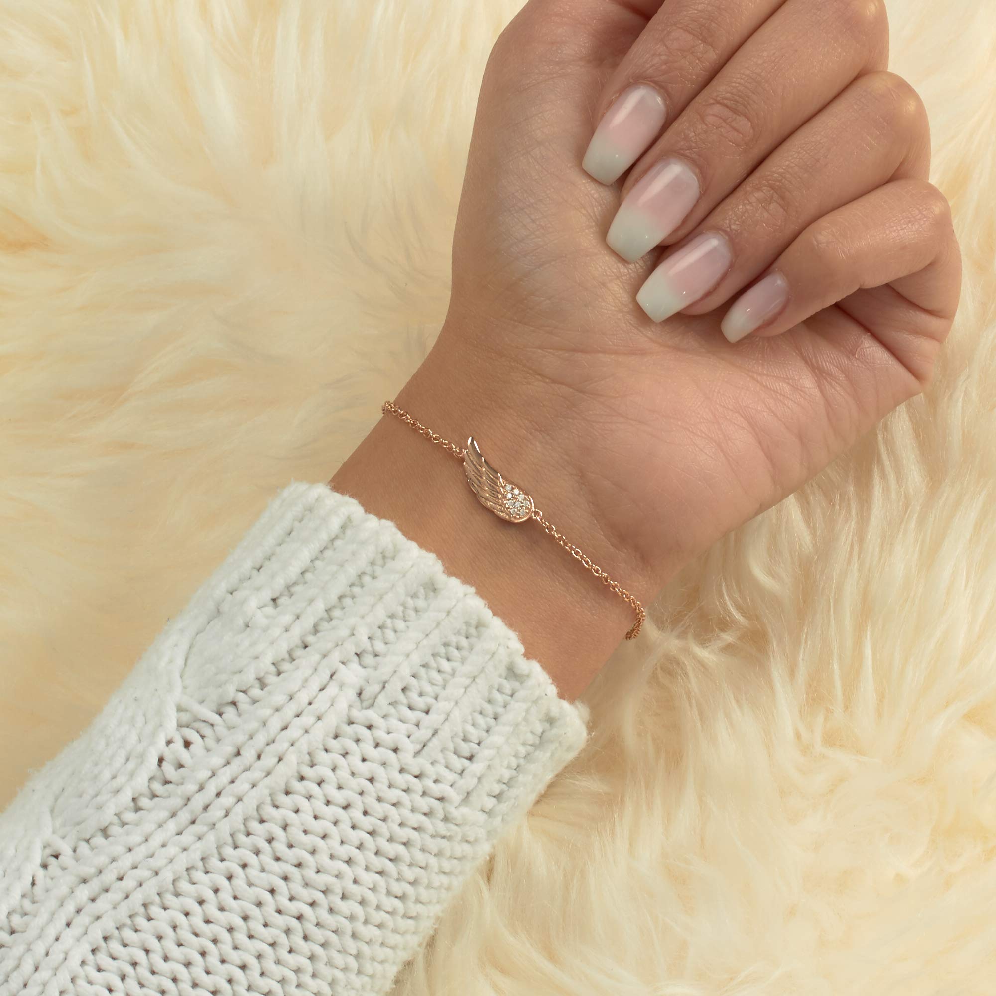 JEWLIX ID-Armband 925 Silber Engelsflügel rosé