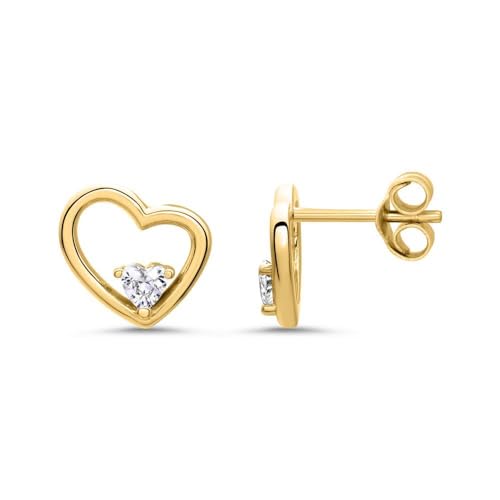 JEWLIX SE1073 Herz Ohrstecker Gold 925 Silber Zirkonia