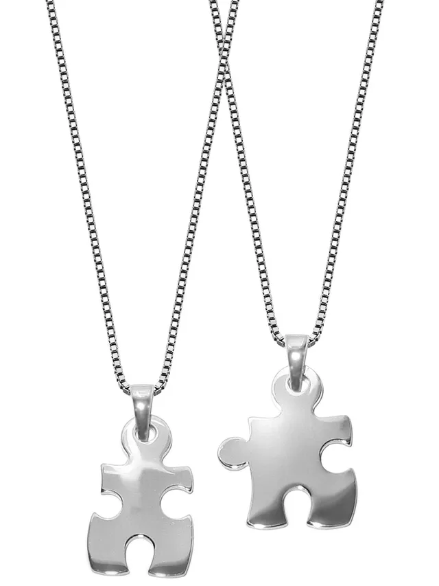 trendor Puzzle Partner Anhänger Halskette Silber 925 2er Set