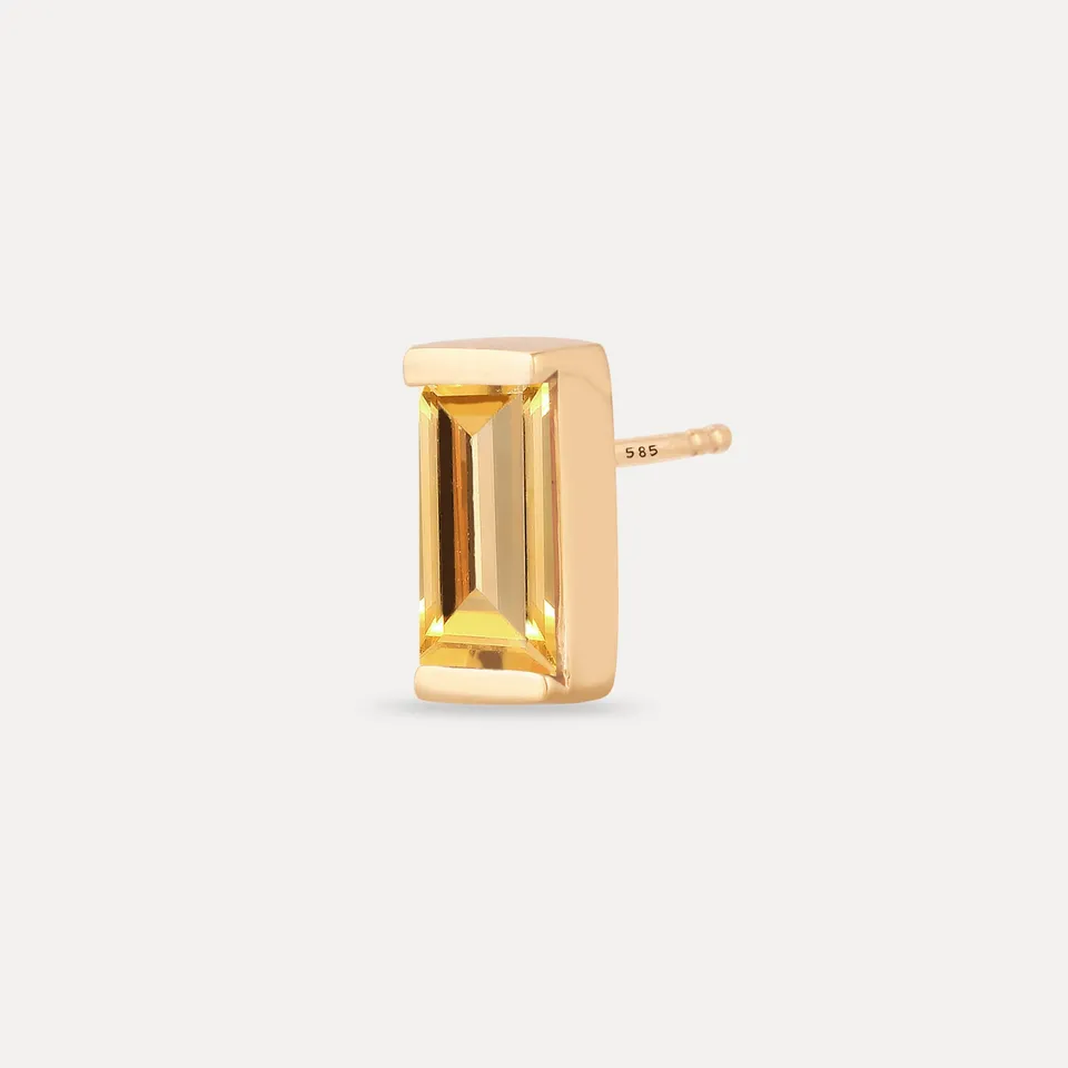 Stilnest Citrin Balance Baguette Ohrstecker Gold Single