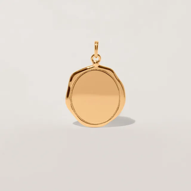Stilnest Large Seal Anhänger 24k Gold Vermeil 22mm gravierbar