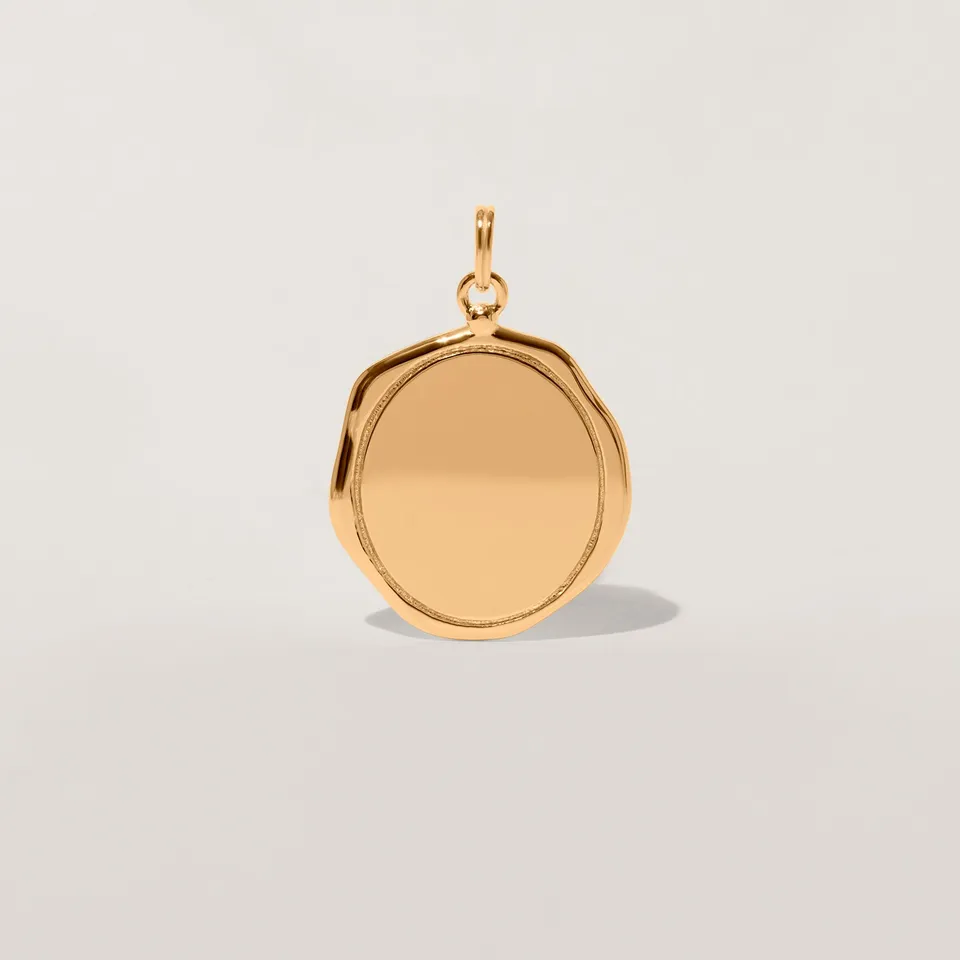 Stilnest Large Seal Anhänger 24k Gold Vermeil 22mm gravierbar