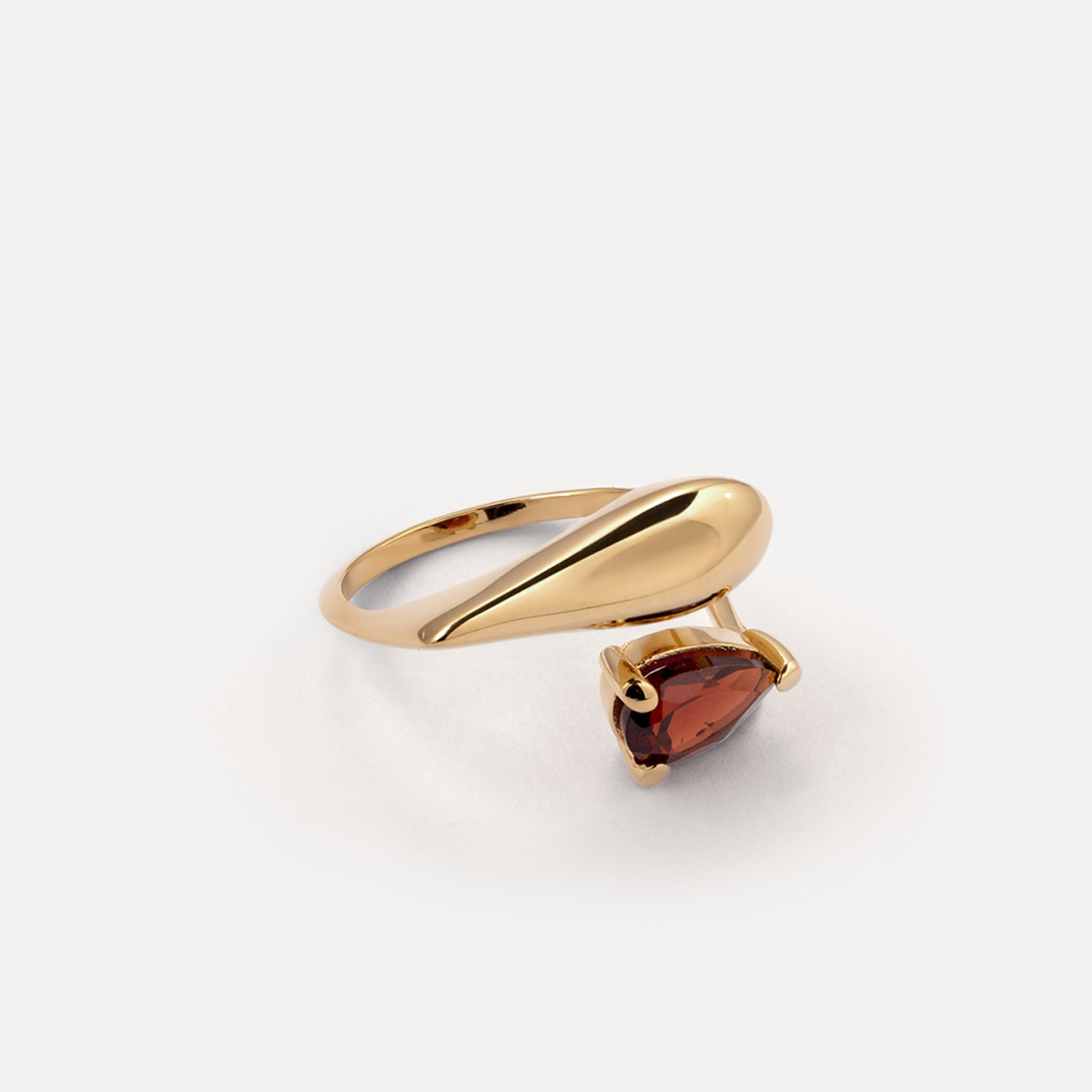 Stilnest Drop Double Ring Roter Granat 585 Gold Gr. 54