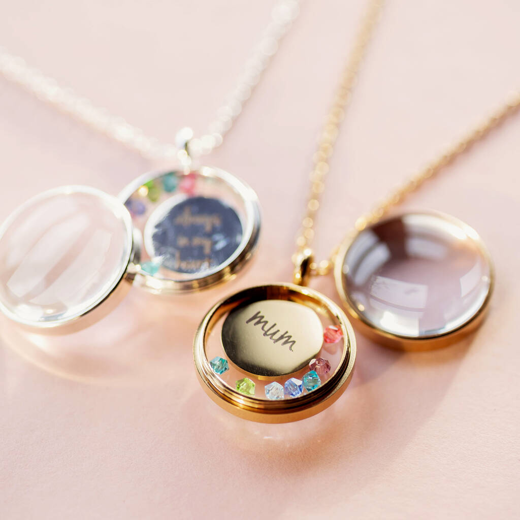 Joy by Corrine Smith Family Birthstone Locket Halskette Silber