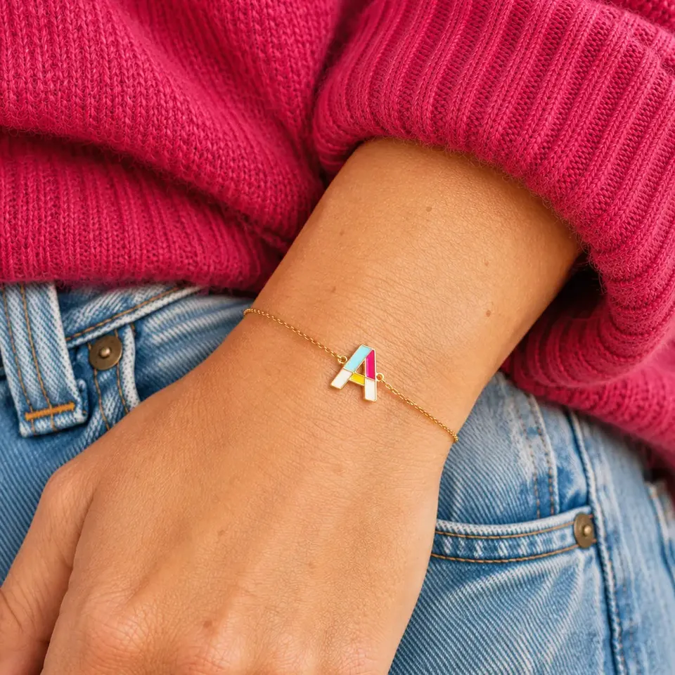 Joy Bracelets Enamel Initial Armband Gold personalisiert