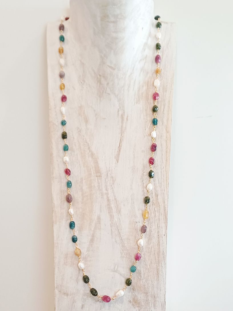Alevá Bijoux Collane Rosario Halskette Jade Flussperlen