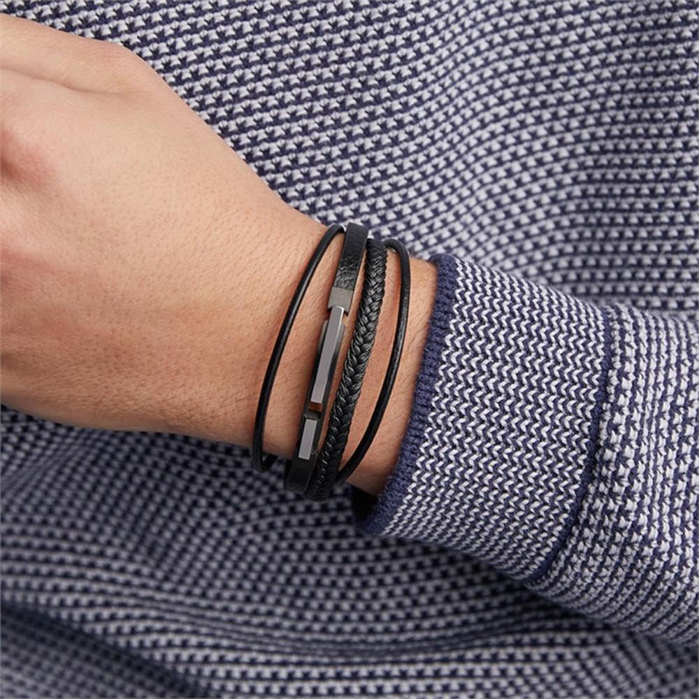 JEWLIX ID-Armband mehrreihig Kunstleder schwarz