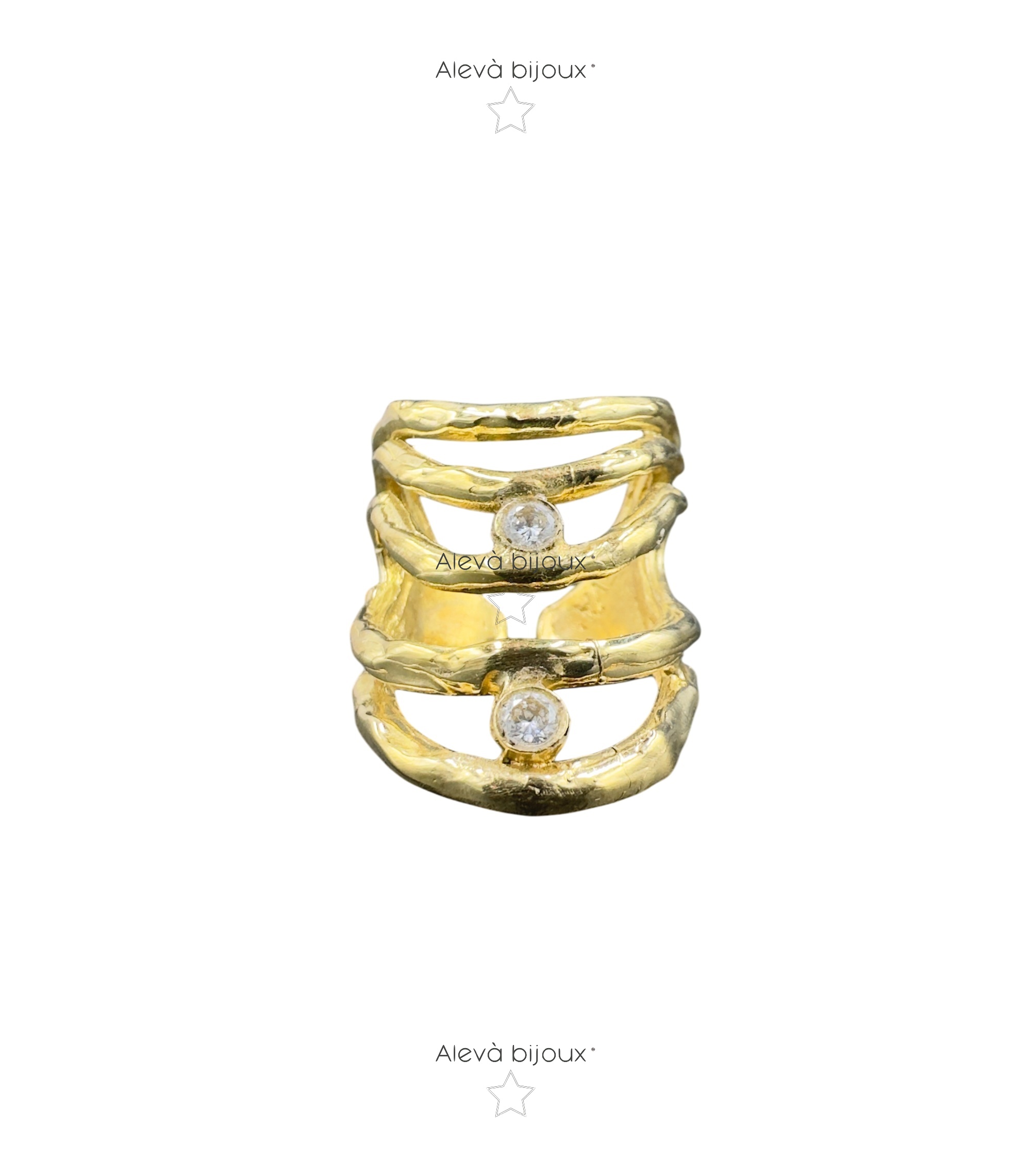 Alevá Bijoux Anelli Wave 5 Onde Ring Gold Zirkonia