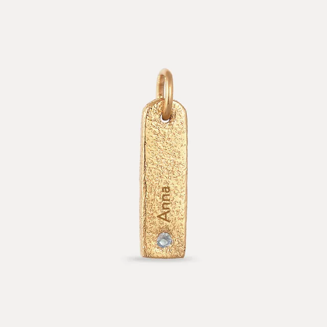 Stilnest Aquamarin Engravable Bar Anhänger Gold Vermeil