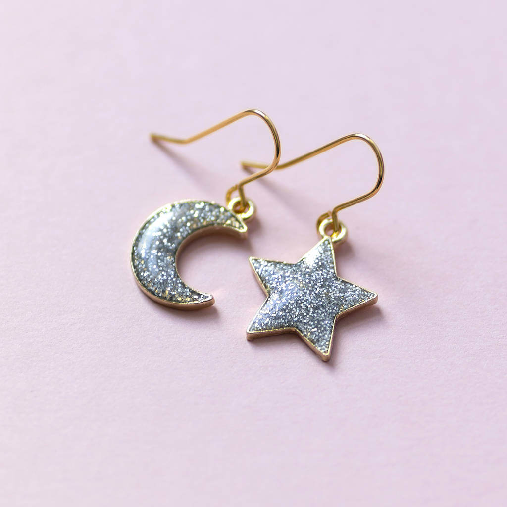Joy by Corrine Smith Moon Star Ohrring Set Gold