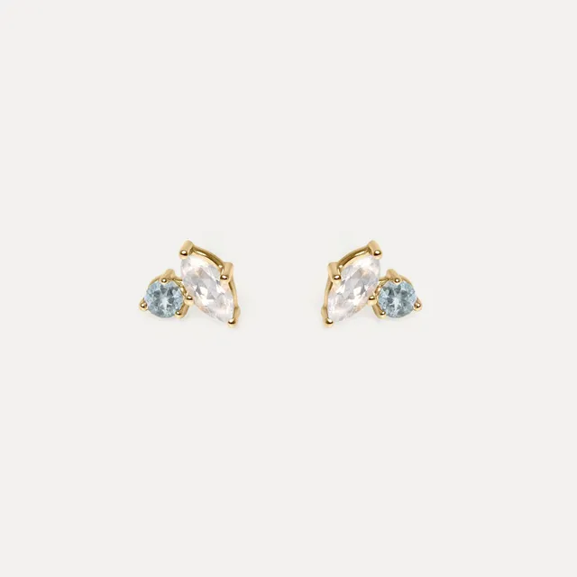 Stilnest Joy Mondstein Aquamarin Ohrstecker 585 Gold