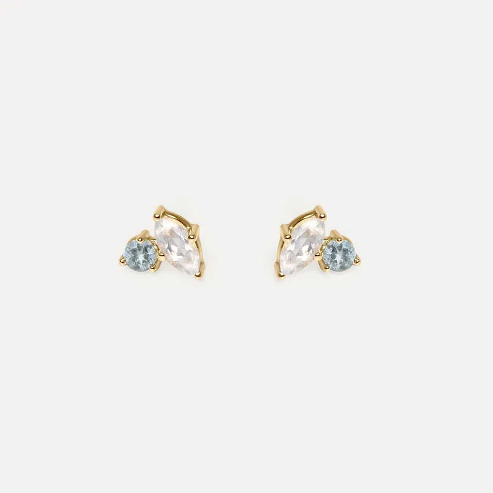 Stilnest Joy Mondstein Aquamarin Ohrstecker 585 Gold