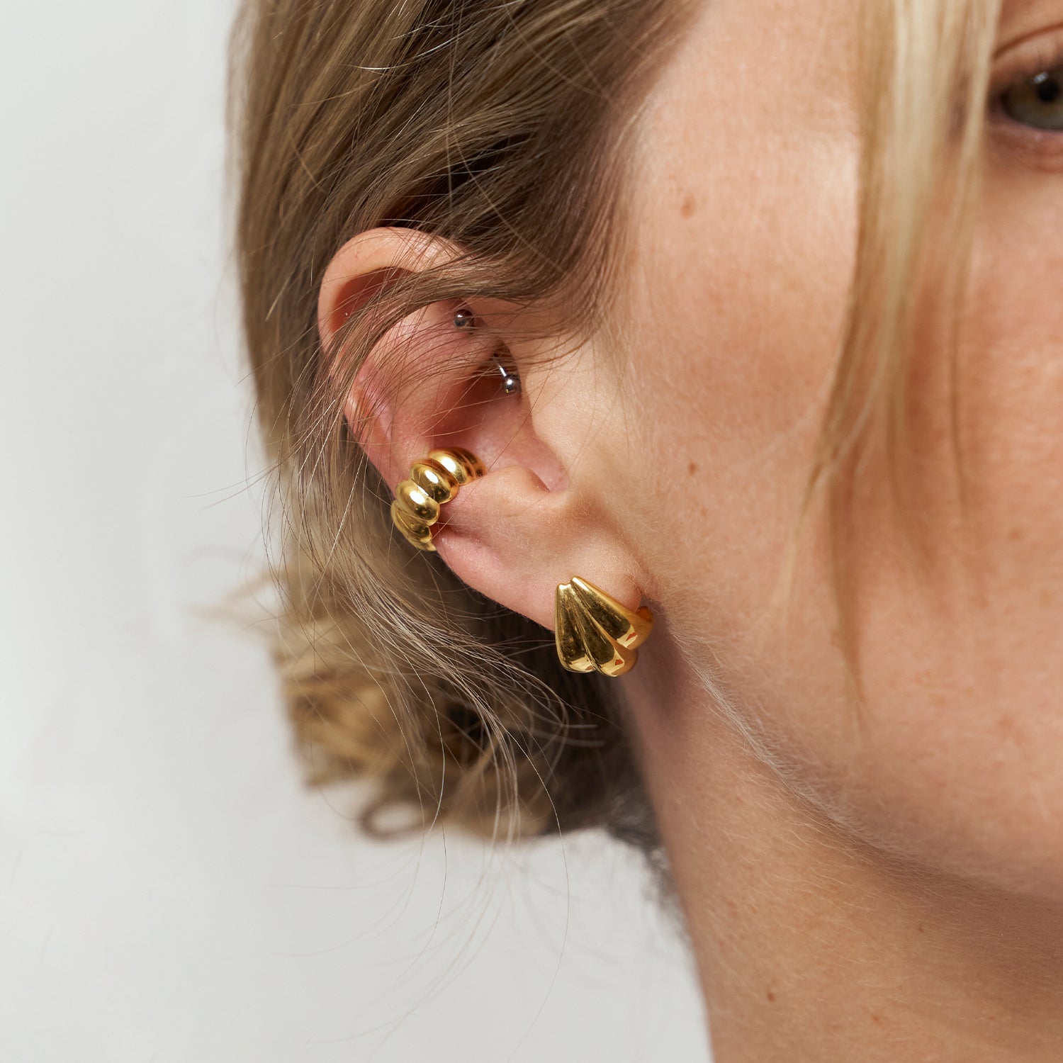 Stilnest Eden Citrus Ear Cuff Ohrringe 24k Gold Vermeil