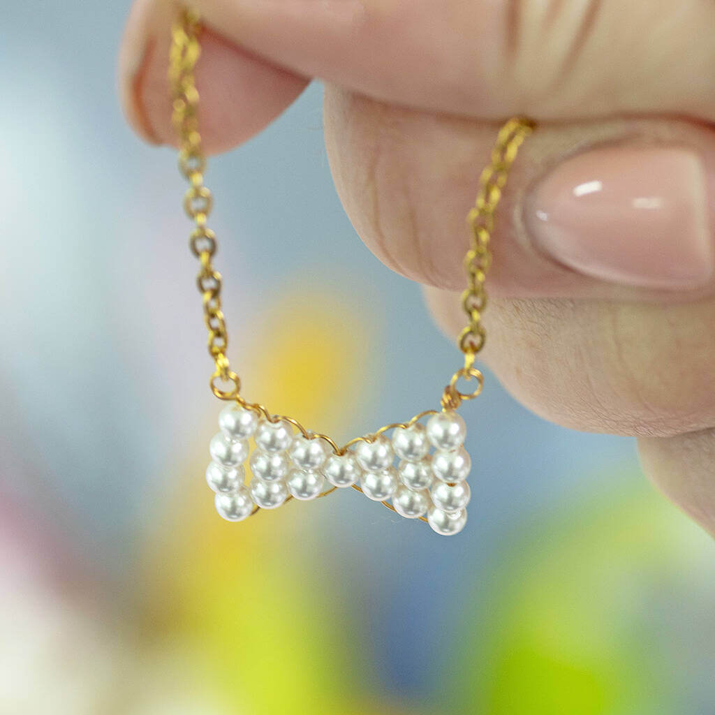 Joy by Corrine Smith Pearl Bow Halskette Silber 40cm Perle