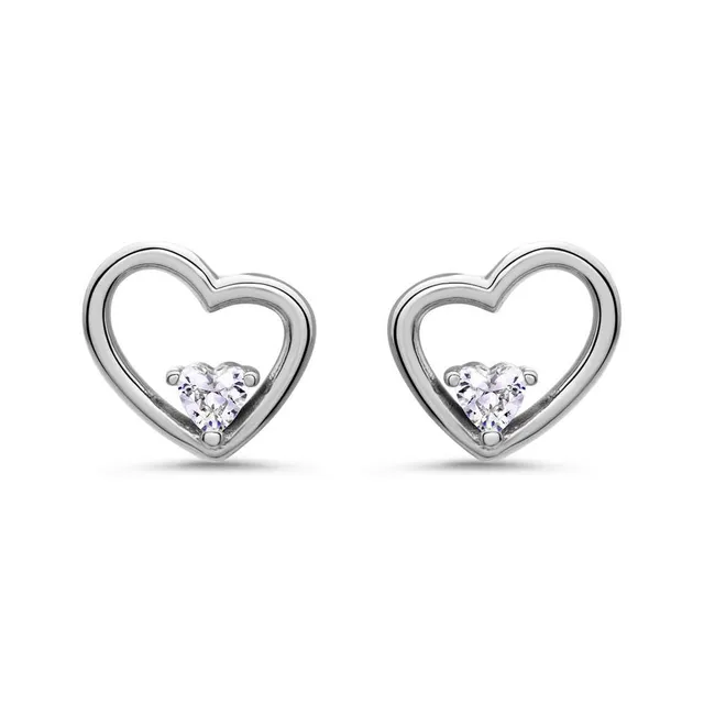 JEWLIX SE1073 Herz Ohrstecker Silber 925 Zirkonia