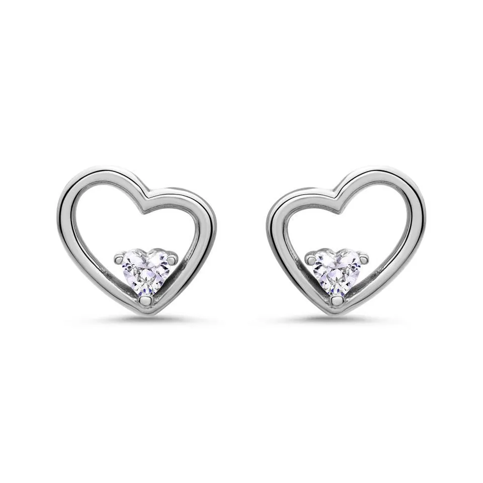 JEWLIX SE1073 Herz Ohrstecker Silber 925 Zirkonia