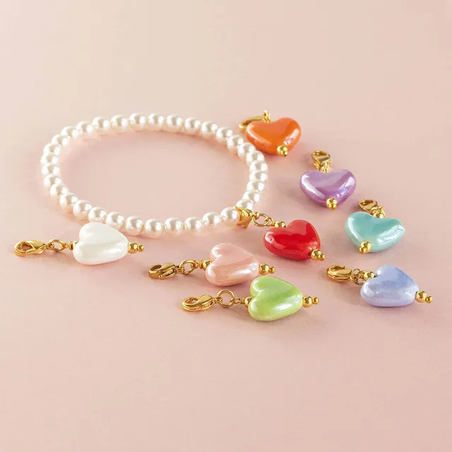Joy by Corrine Smith Perlenarmband Herz Charm Gold Einheitsgröße