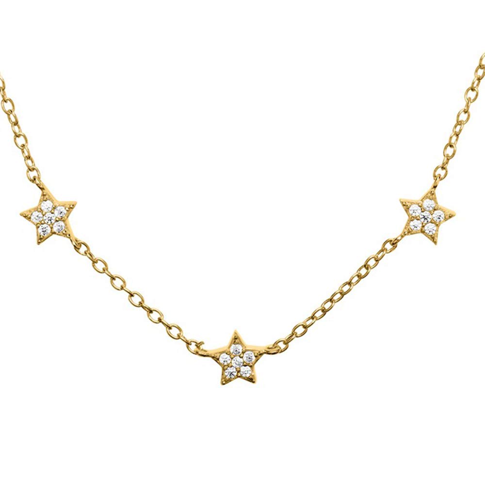 JEWLIX Sterne Kette 925er Silber Zirkonia Gold