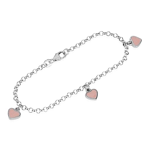 NKlaus Jewellery Armband 925 Silber 3 Herzen Rosa 16cm Damen