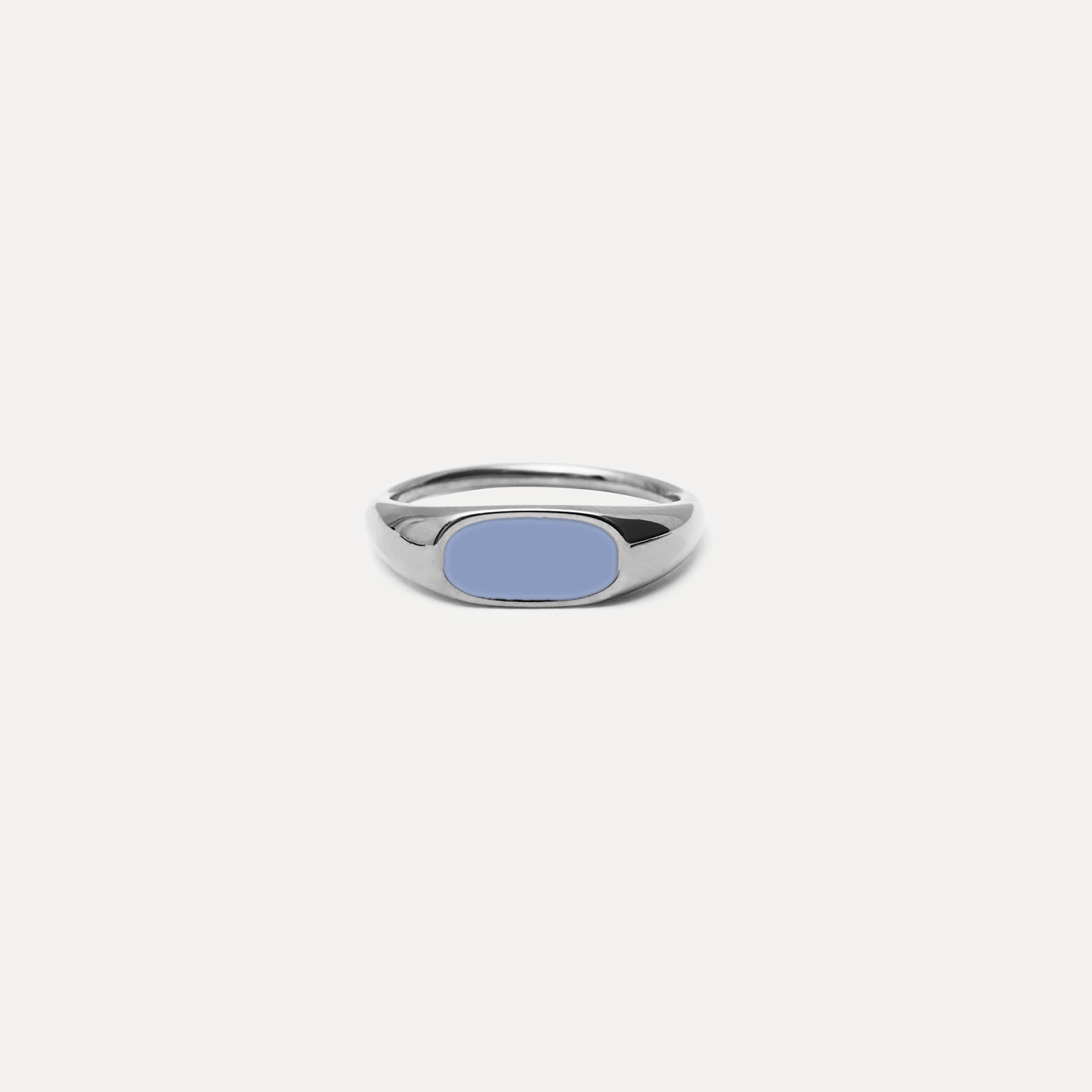Stilnest Bombé Bold Ring Bleichblau Emaille Gold 52