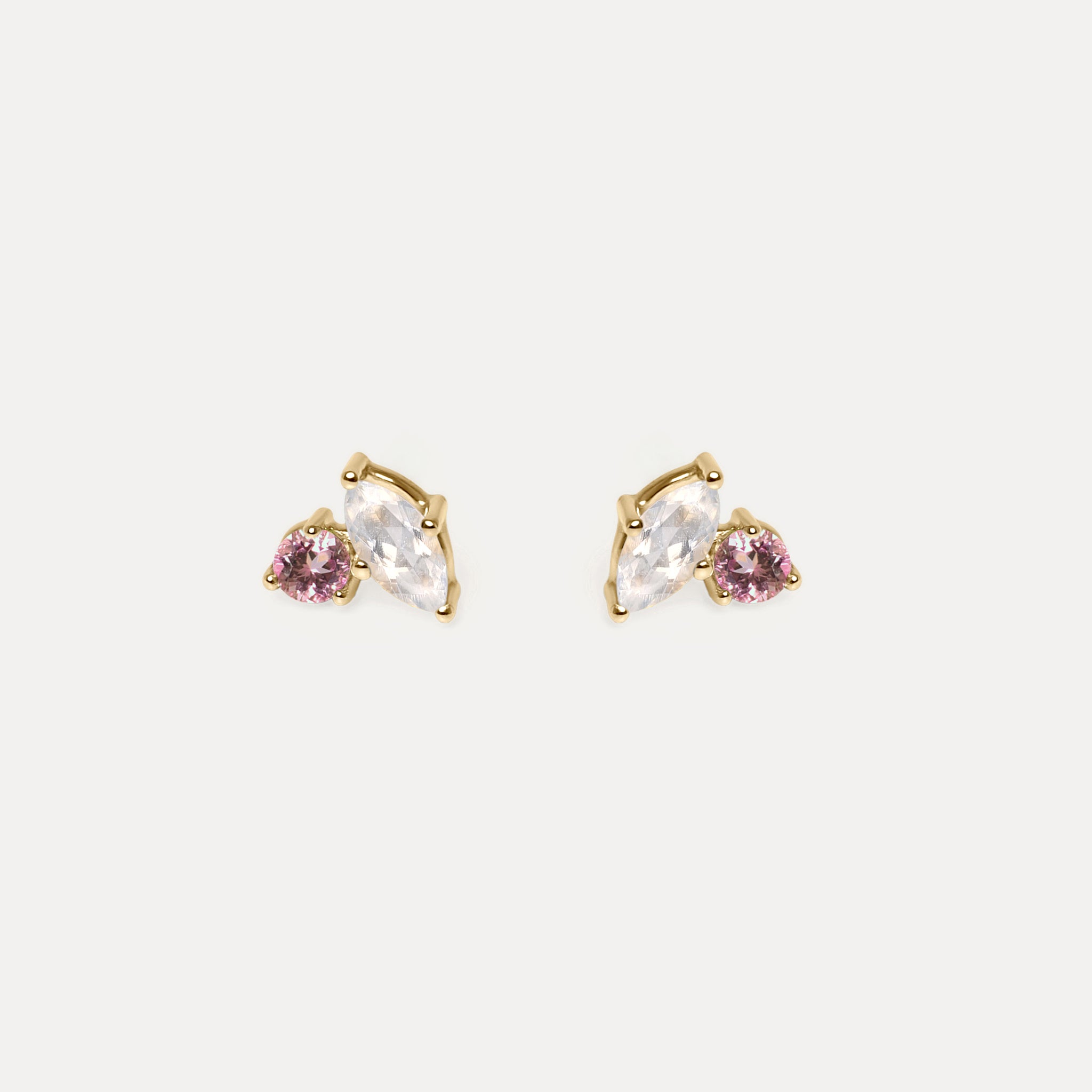 Stilnest Joy Ohrstecker 585 Gold Mondstein Rosa Turmalin