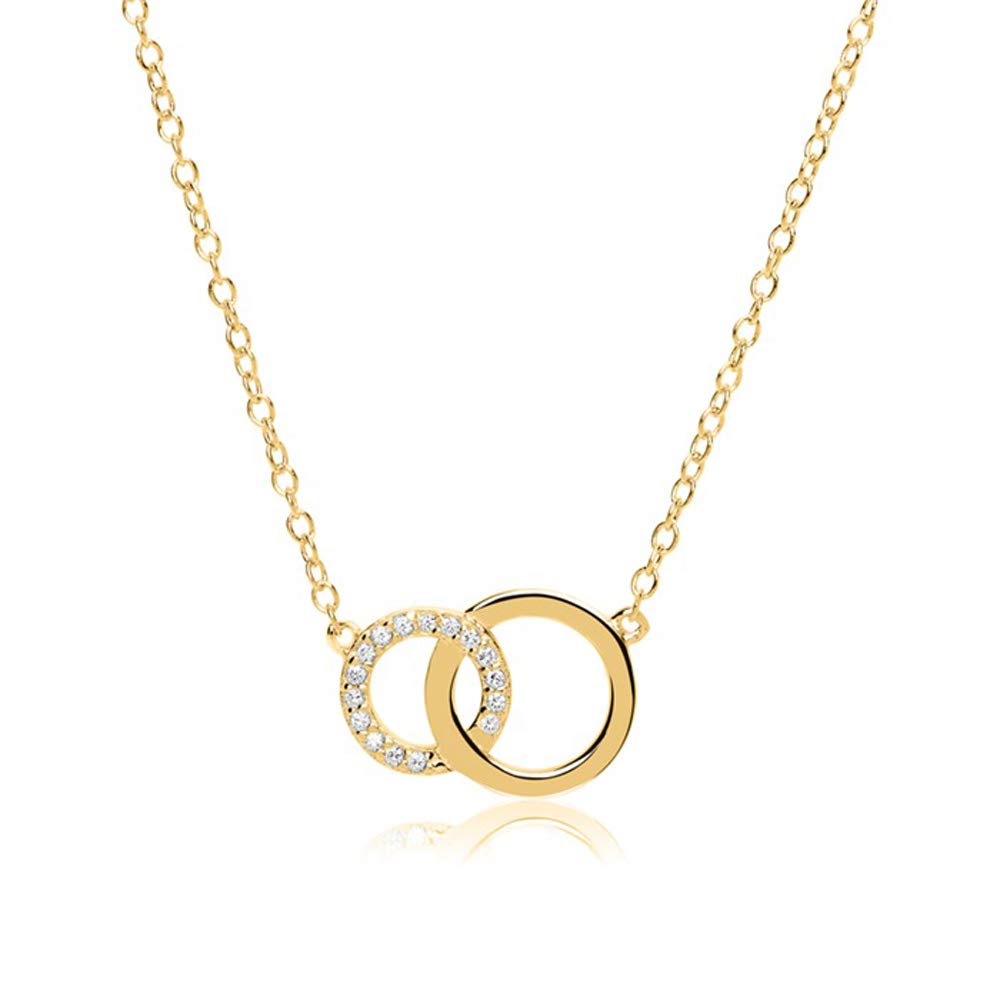 JEWLIX Kreise Kette 925er Silber Zirkonia Gold Damenhalskette