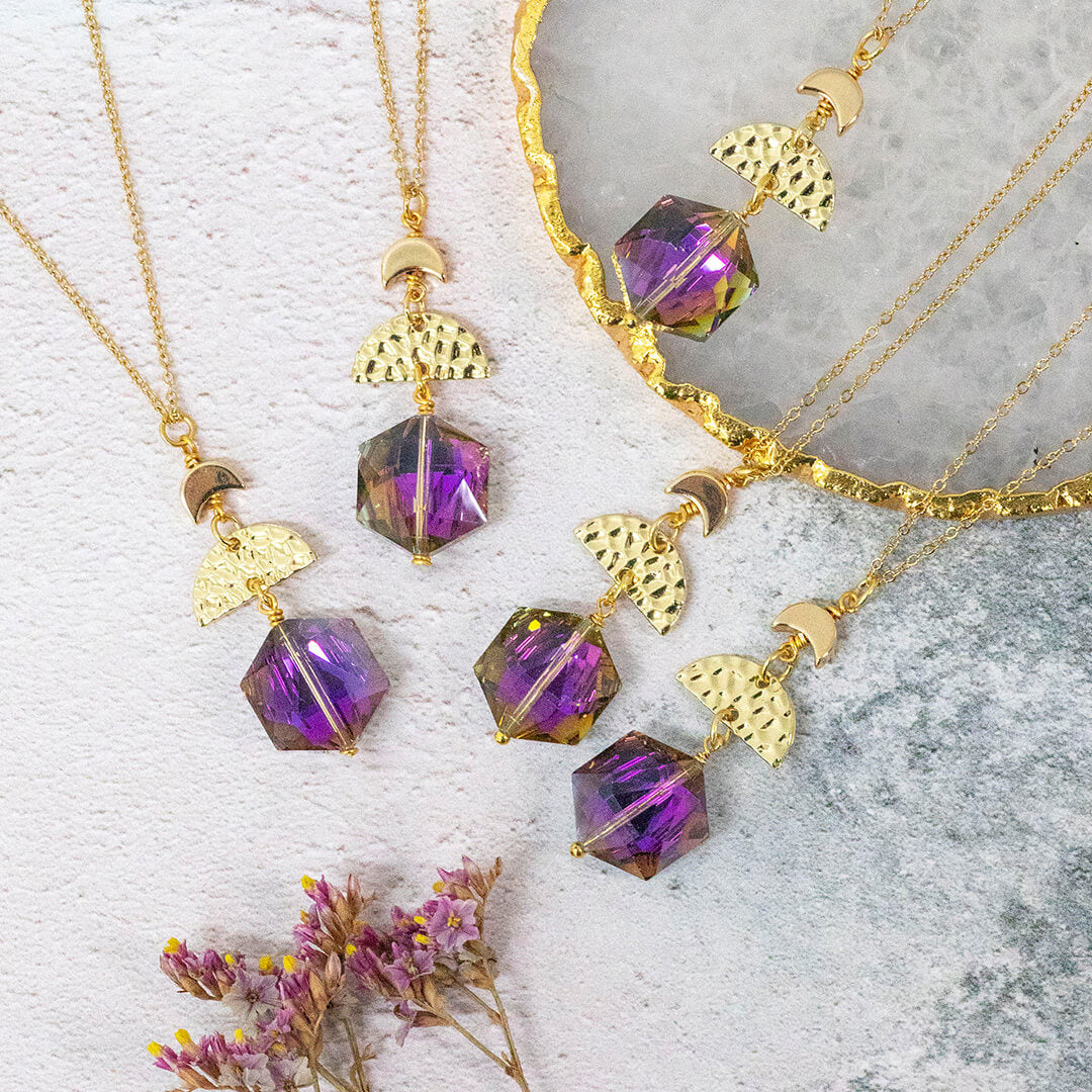 Joy by Corrine Smith Crescent Duo Hex Halskette Gold Lila