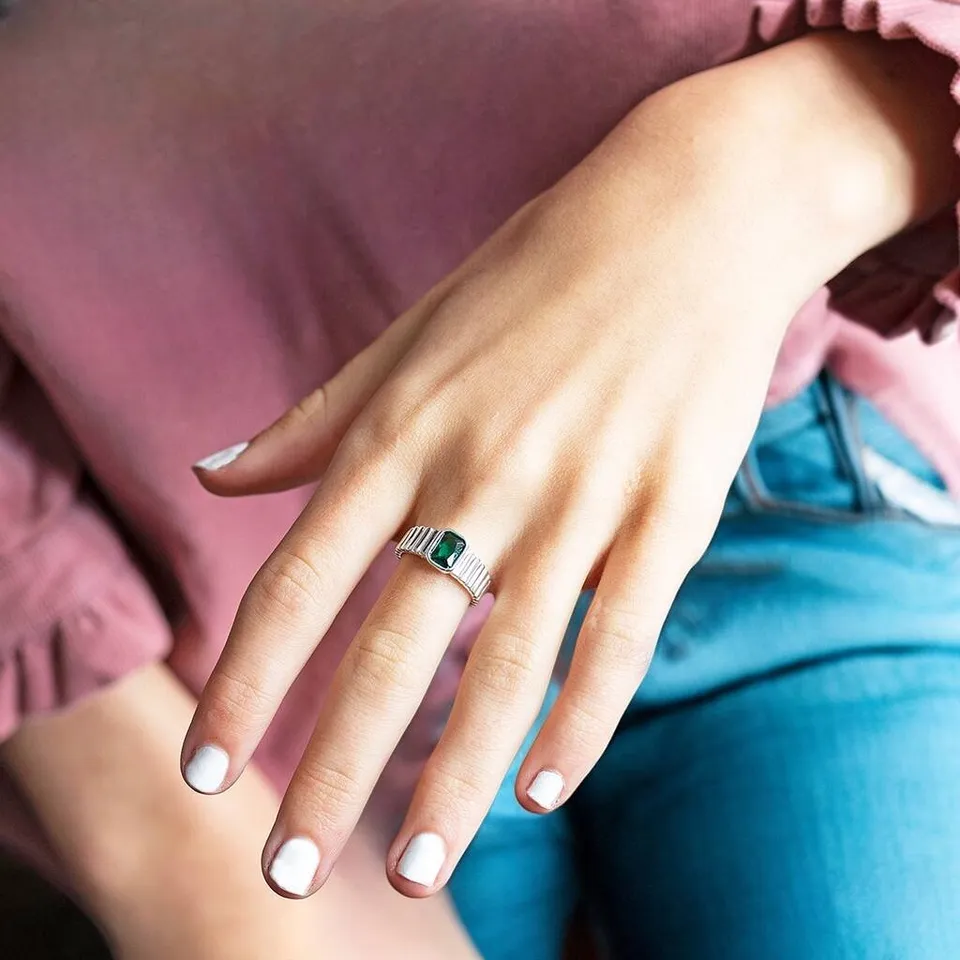 Joy by Corrine Smith Birthstone Ring Silber verstellbar Kristall