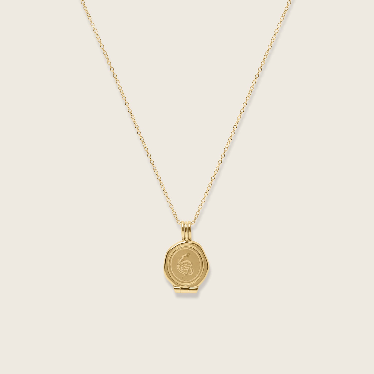 Stilnest Snake Seal Medaillon Kette 585 Gold 45cm