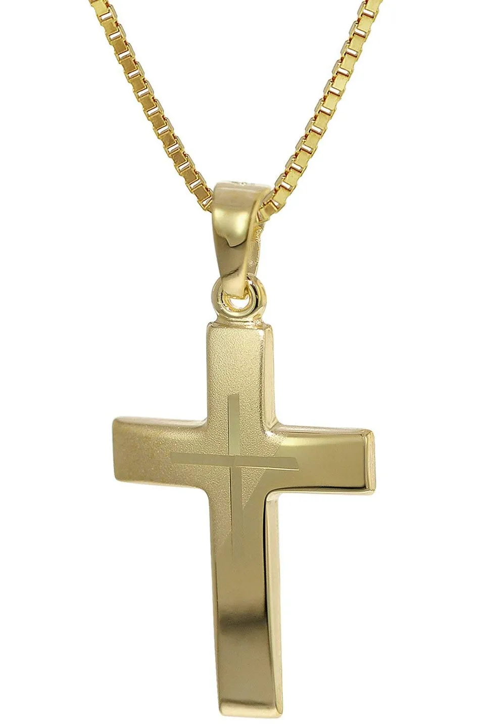 trendor 35790 Kreuz-Anhänger Gold 333 Kette Silber 50 cm