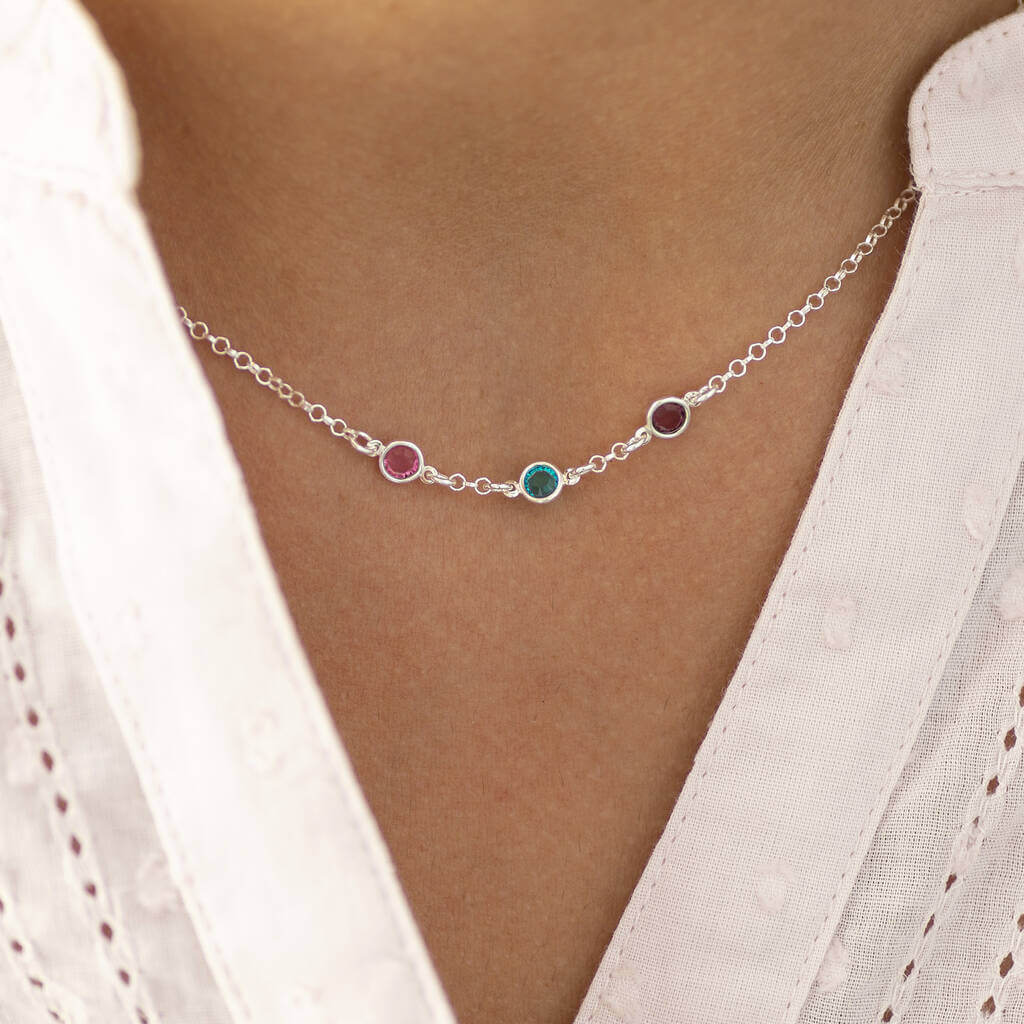 Joy by Corrine Smith Mini Family Birthstone Halskette Silber