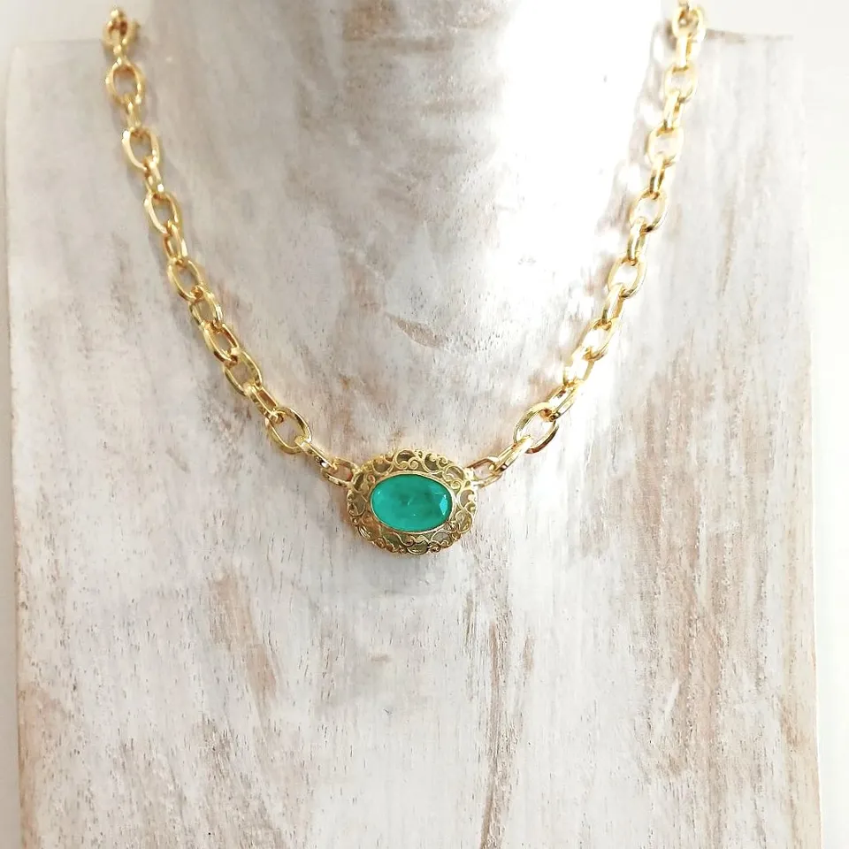 Alevá Bijoux Collane Agnese Halskette Gold Quarz 42 cm