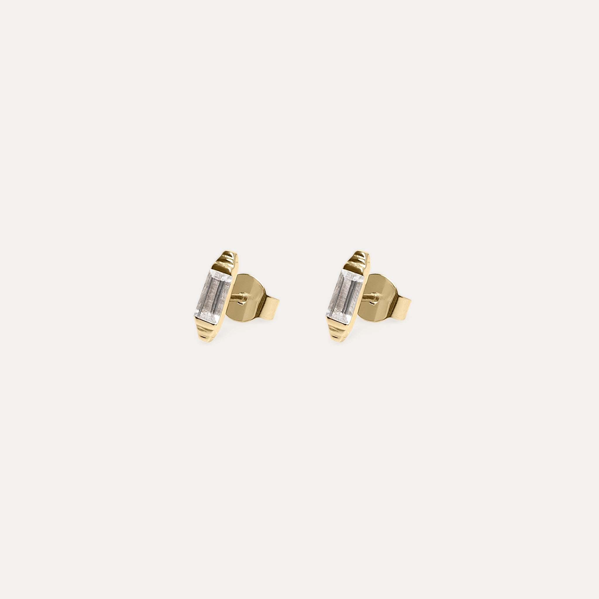 Stilnest Weißer Beryll Retro Ohrstecker 585 Gold Single