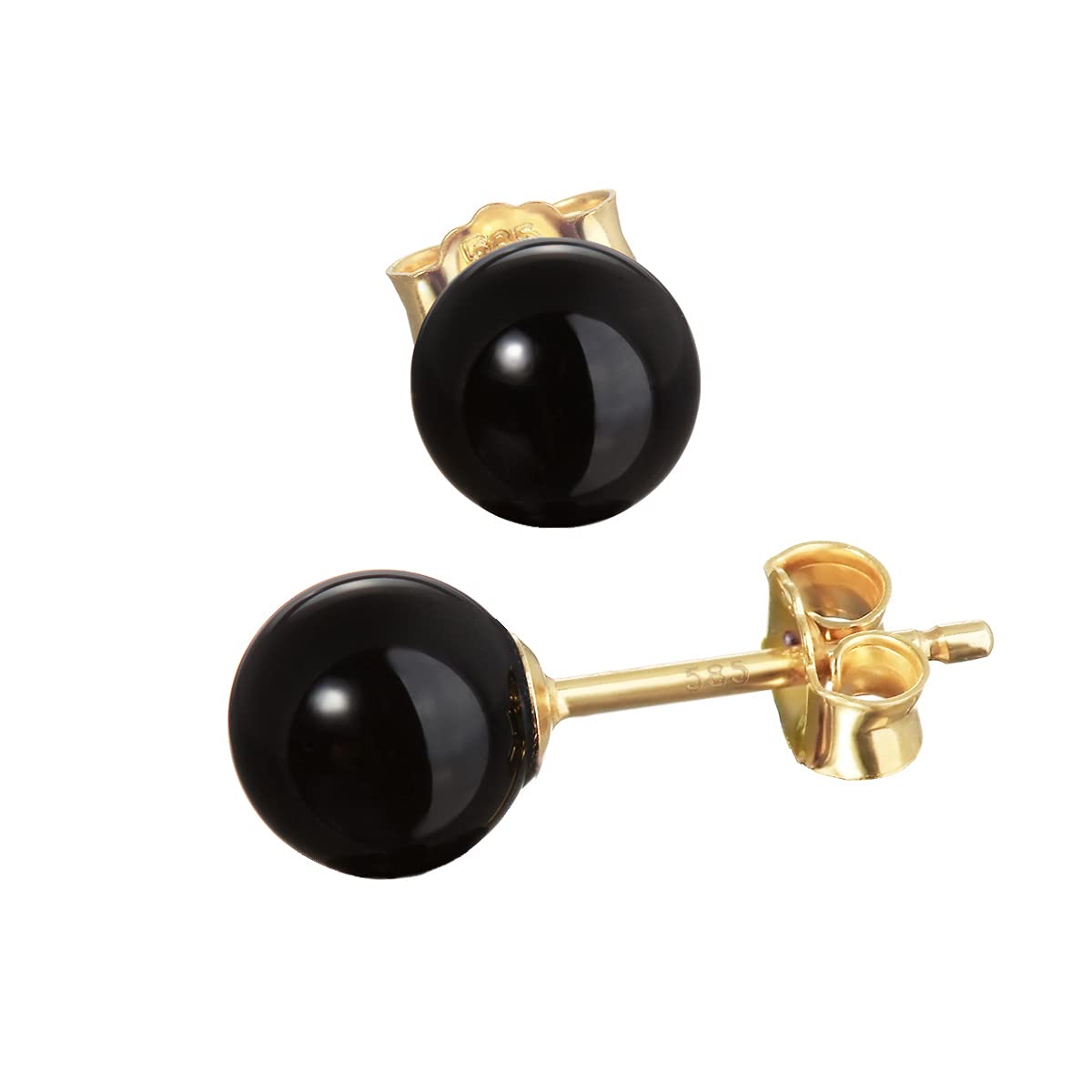 NKlaus Jewellery Ohrstecker Gold 585 Kugel 6mm Gelbgold Paar