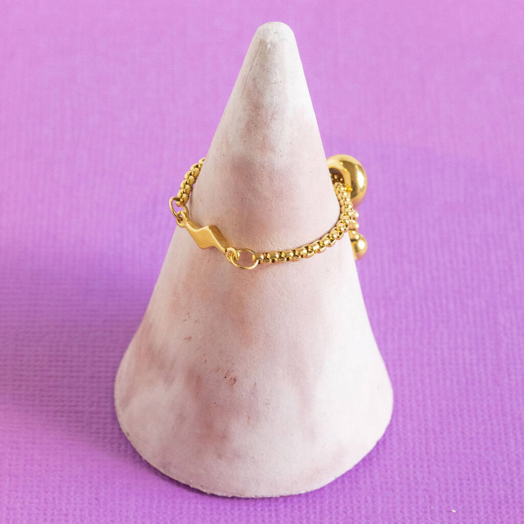 Joy by Corrine Smith Chain Ring Blitz Gold verstellbar