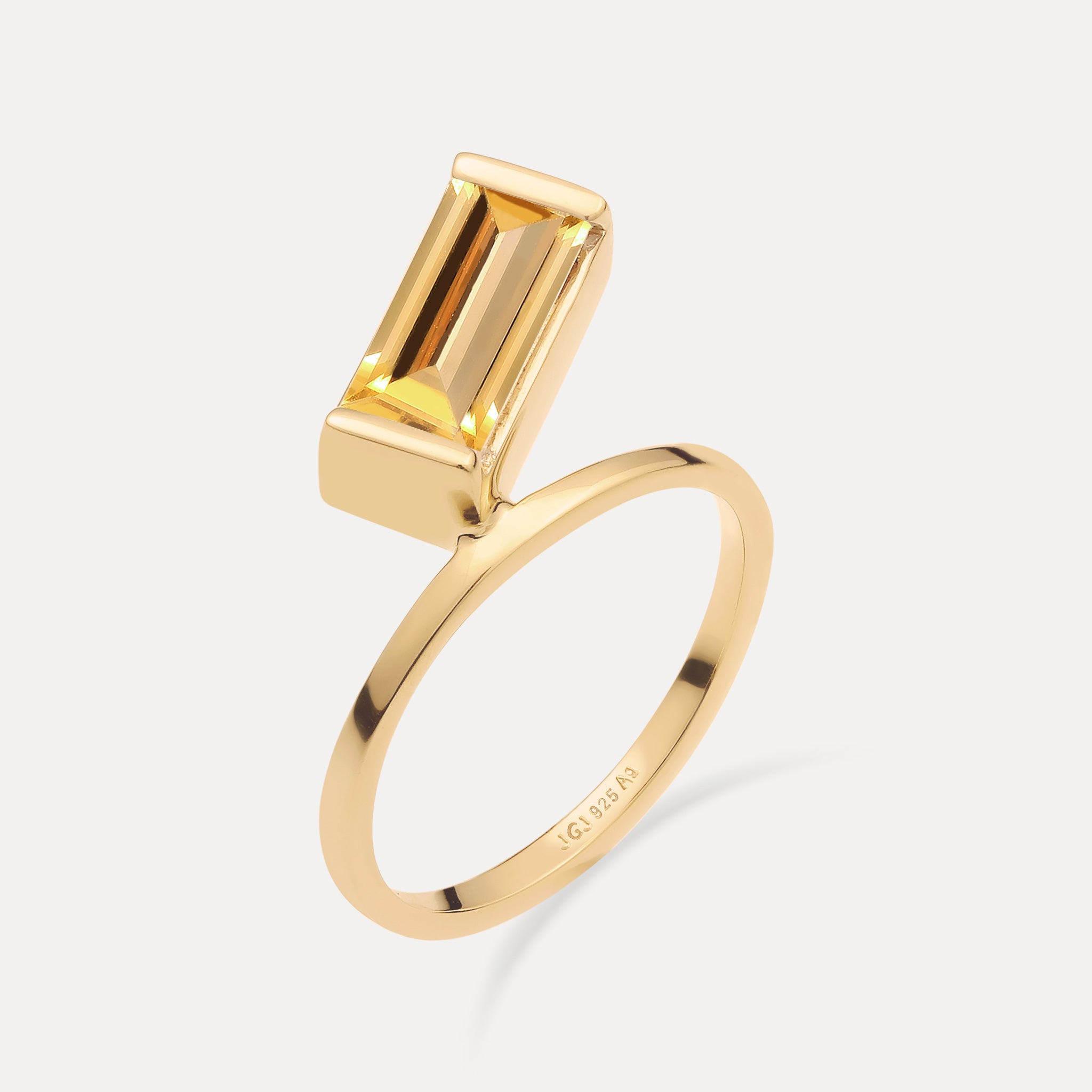 Stilnest Balance Citrin Baguette Ring Gold Gr. 54
