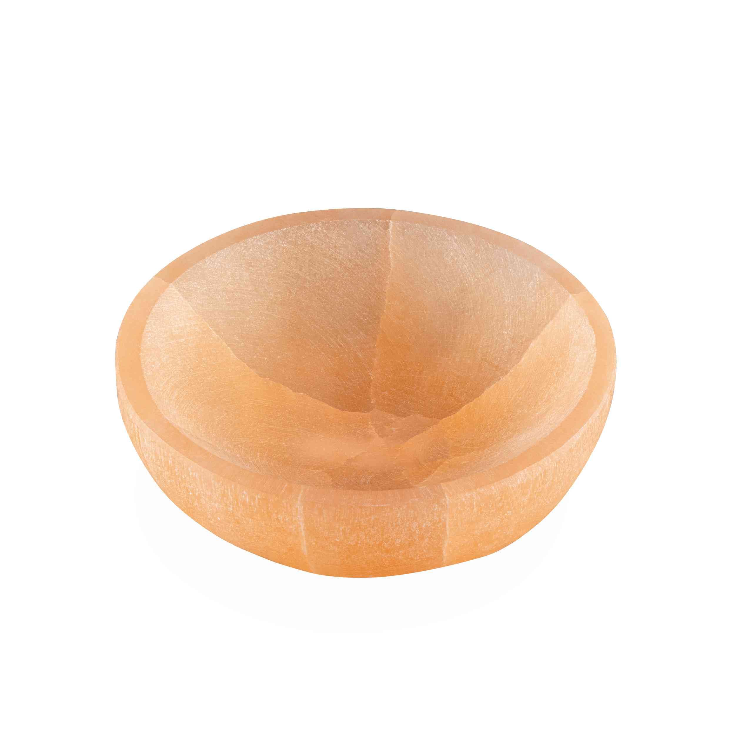 NKlaus Healing Crystals Pfirsich-Selenit-Schale 10 cm Kristallschale rund