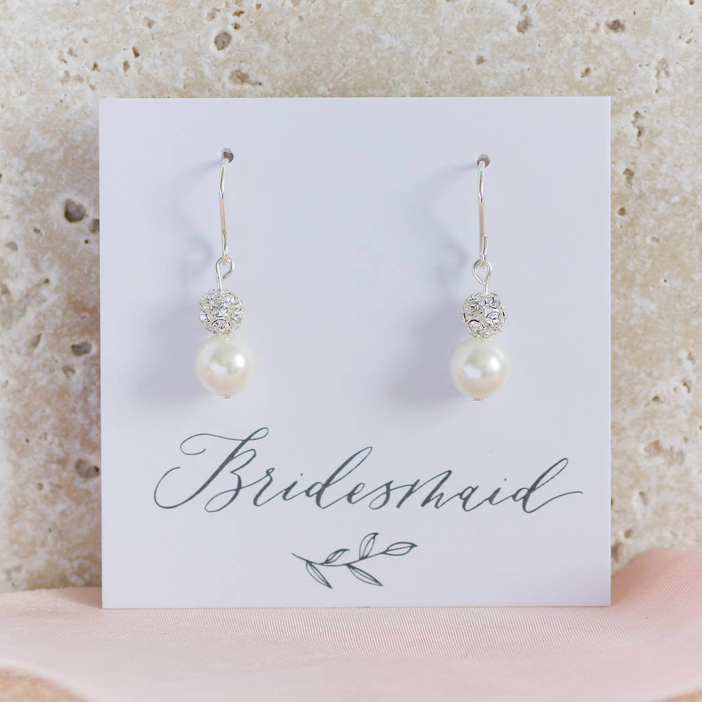 Joy by Corrine Smith Pearl Glitter Ball Ohrringe Silber