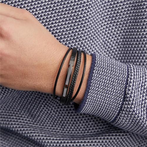 JEWLIX ID-Armband mehrreihig Kunstleder schwarz