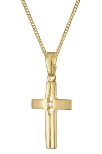 trendor 28452 Kreuz Halskette Silber vergoldet 40 cm