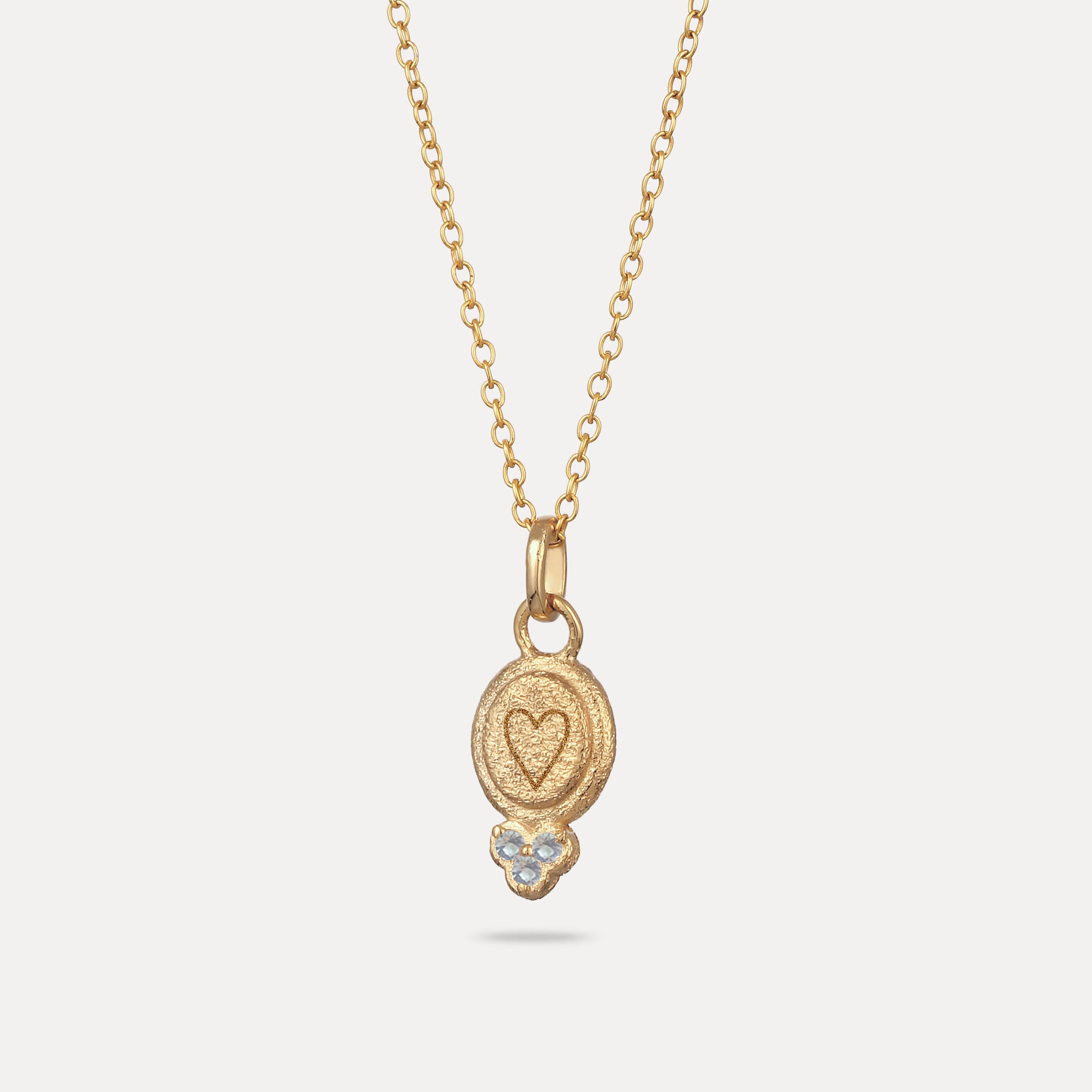 Stilnest Aquamarin Trinity Emblem Anhänger Gravierbar Vermeil