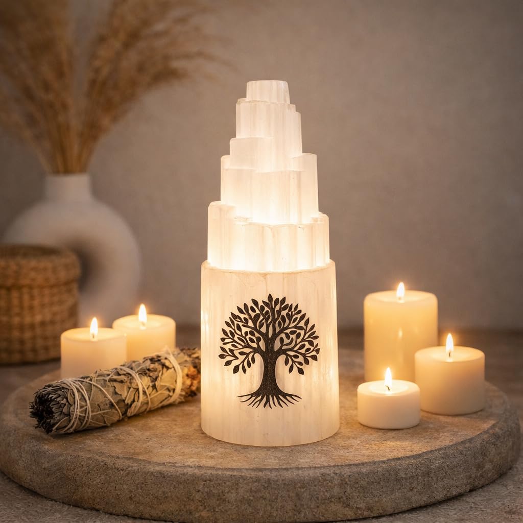 NKlaus Healing Crystals Selenit-Turm Lebensbaum 25 cm