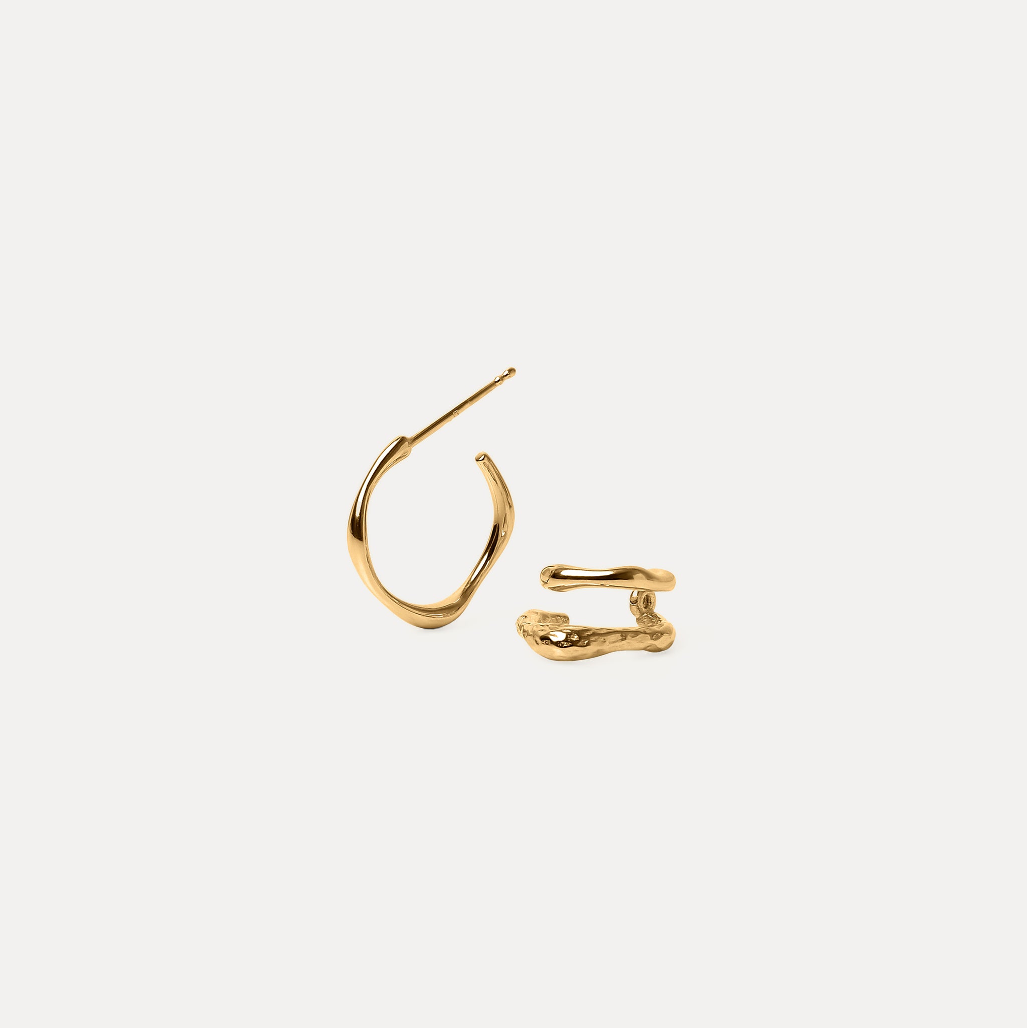 Stilnest Fluid Triple Creolen Ohrringe 24k Gold Vermeil